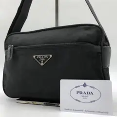 ✨美品✨ プラダ ショルダーバッグ カメラバッグ ミニ 三角ロゴ ブラック