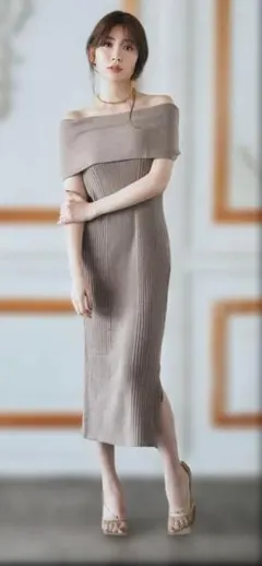 Off the shoulder Ribbed Knit Dress