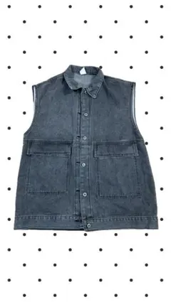 ダークグレー デニム ノースリーブベスト