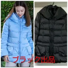 【新品】スーパービューティー☆エコファー襟付花モチーフ付ダウンコート42