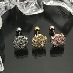 《P299／ピンクゴールド》20G6㎜♪czダイヤ♡ステンレス軟骨ピアス☆