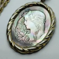 SILVER刻印あり　クラシック ヴィクトリアン様式 シェルカメオ ネックレス