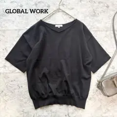 【GLOBAL WORK】グローバルワーク 洗える◆vネックニット ブラック 黒