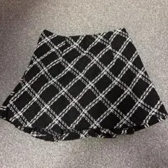 ダイヤチェック柄ツイードフレアミニスカート
