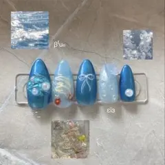 【夏にピッタリ♩】海モチーフ ネイルチップ10本セット ロングポイント