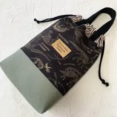 F103　上履き入れ　シューズバッグ　巾着　恐竜　ハンドメイド