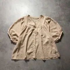 WQ560●SABENA：ハシゴ刺繍まだらドットシアーブラウス ベージュ/ピンクのサムネイル