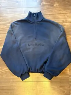 Acne Studios ハーフジップ スウェット ロゴ ネイビー XSのサムネイル