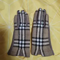 チェック柄ウール混紡手袋 Sサイズ