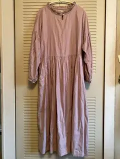 ハンドメイド　Cuddly 薄紫 フリル付き ロングワンピース