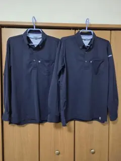 旭蝶 0024 ポロシャツ 長袖 ネイビー M 2着セット