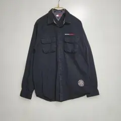 トミーメンズネイビー ボタンアップシャツ ポケット付き 綿　コットン　L