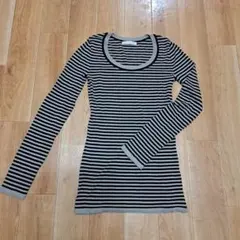 ラディエイト　レディース　黒　グレー　ボーダー長袖Tシャツ 9号　Mサイズ