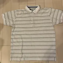 NAVY ストライプ ポロシャツ Mのサムネイル