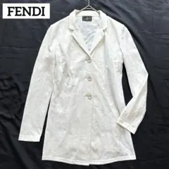 美品✨ フェンディジーンズ ジャケット ロゴ総柄 S相当 レディース クリームのサムネイル
