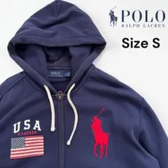 ラルフローレン ジップアップ パーカー スウェット メンズS ネイビー