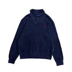 90s ポロバイラルフローレン コットンセーター ネイビー ポニー刺繡 Lサイズ