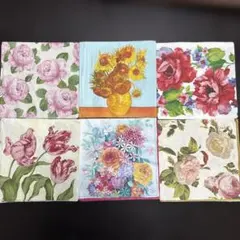 値下げ　花柄ペーパーナプキン5枚セット×6種