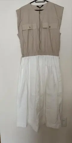 新品＊ZARA ノースリーブワンピース ベージュ ホワイト