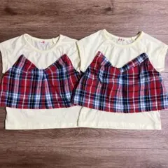 kidsG チェック柄切り替えTシャツ 2枚セット