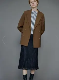 509130　[ミラオーウェン] 金釦ダブルブレストロングブレザー