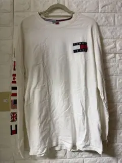 【日本未発売】TOMMY JEANS 長袖カットソー L ホワイト