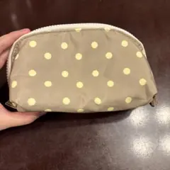 ドット柄 ポーチ グリーン　ダブルファスナーのサムネイル