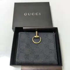 GUCCI　グッチ　二つ折り財布　ホースビット　ブラック　箱付き ヴィンテージ