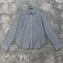 ☆コムサイズム【L】紺 ストライプ シャツ 長袖 カジュアル 春秋 シンプル
