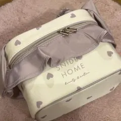 美品 SNIDELHOME ハートドット柄 バニティポーチ 白 薄紫