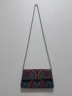 SANTI ビーズ刺繍 クラッチバッグ グレー