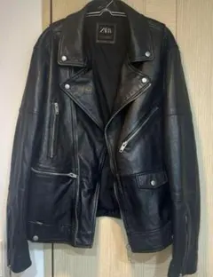 ZARA ブラック ダブルライダースジャケット XL