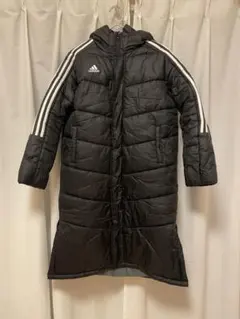 adidas ブラック パデッドロングコート