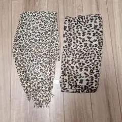 ヒョウ柄ストール 、2枚セット