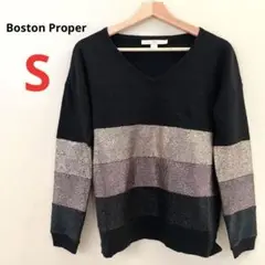 Boston Proper黒 キラキラ ボーダー　S
