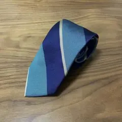 【美品】スーツカンパニー　suitcompany　青紫ストライプ 日本製ネクタイ