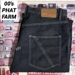 00s PHAT FARMバギーブラックデニムパンツW40ビッグY2K西海岸B系のサムネイル