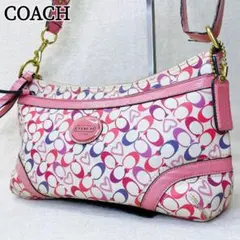 coach y2k コーチ ショルダーバッグ ハート ピンク シグネチャー