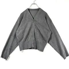 【KURICA】コットン Ｖネック カーディガン グレー シンプル オフィス