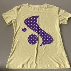 美品　ダミスグラフィックTシャツ イエロー パープル ドット柄　サイズLのサムネイル