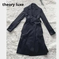 セオリーリュクス ダブルブレスト トレンチコート ロング 黒 レディース M