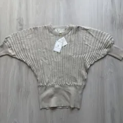 新品未使用 ROPE' PICNIC ベージュ リブ編み 半袖ニット