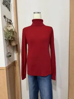 GU◆XL◆リブニットセーター長袖◆レッド