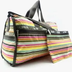 LeSportsac　ボストンバック　ナイロン　2WAY　ストライプ