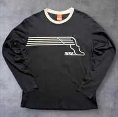 NIKE 長袖カットソー ブラック リンガーTシャツ バックロゴ XL