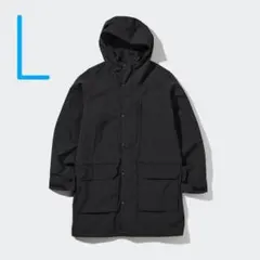 ユニクロ　ウインドプルーフフーデッドコート　ブラック　L