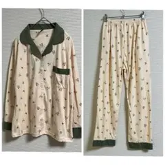 良品 パジャマ セットアップ ルームウェア 寝巻き M 総柄 花柄 コットン