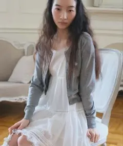 グレー クロップドニットカーディガン S