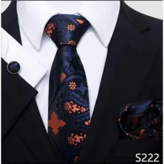 ネクタイ　チーフ　カフス　セット　ペイズリー　ビジネス　結婚式　入学式　入社式