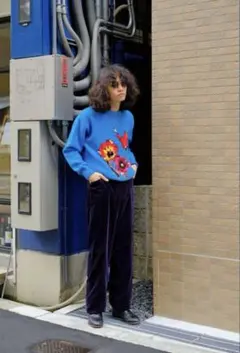 soe INTARSIA KNIT FLOWER ライトブルーTURQUOISEのサムネイル